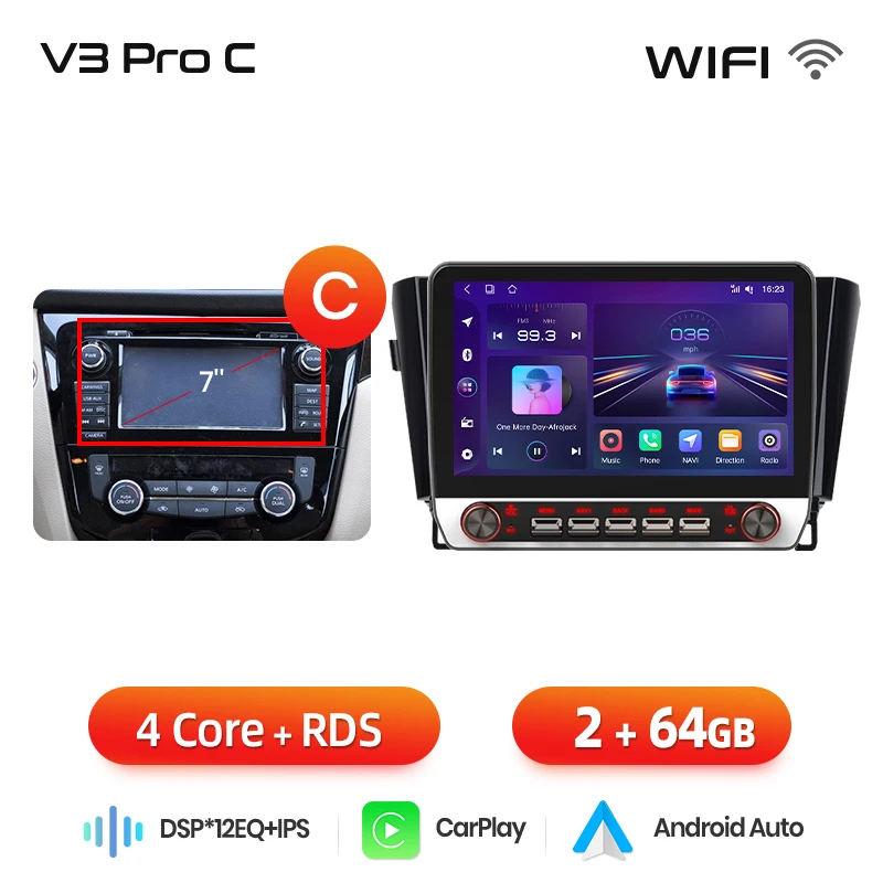 Junsun 13.1″ QLED draadloze CarPlay Android Auto autoradio voor Nissan Qashqai J11 X-Trail T32 2013-2017 Intelligente systemen DSP