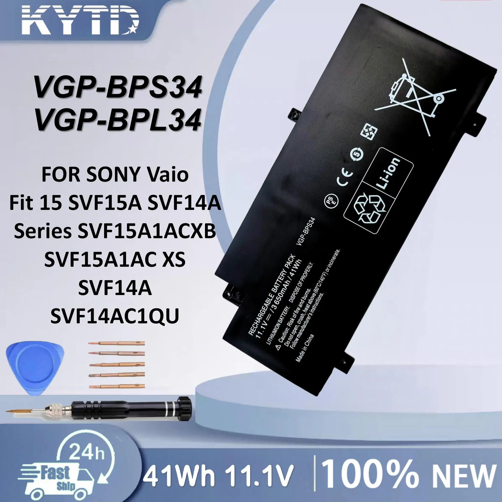 KYTD VGP-BPS34 Battery For SONY Vaio Fit 15 SVF15A SVF14A Series SVF15A1ACXB SVF15A1AC XS SVF14A SVF14AC1QU