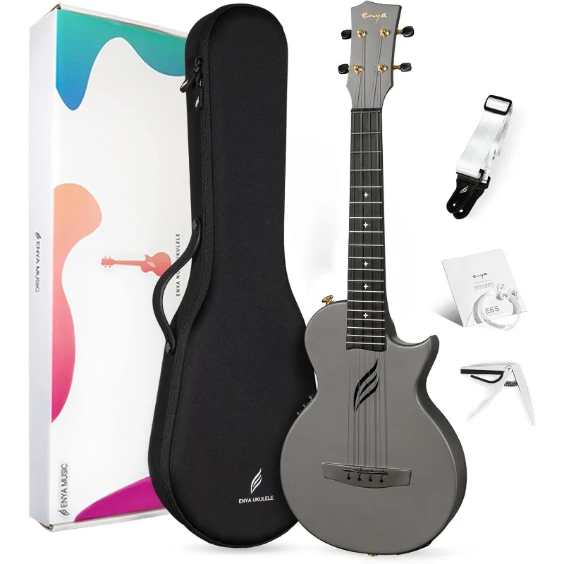 

Теноровая гавайская гитара, 26-дюймовая укулеле из углеродного волокна Acousticplus, дорожная гавайская гитара с вырезом для начинающих, комплект с онлайн-уроком, включая