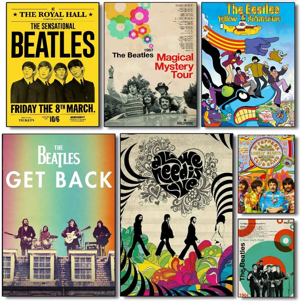 Famous Rock Band The B-B-Beatles-es Poster Art HD Canvas Advanced Aesthetic Printing Paper Wall Art for Living Room Home Decor