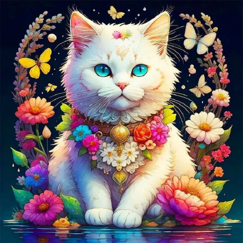 

Diamond Painting 5d Paste Diamond DIY Kitten Handmade Ins Living Room Bedroom Decoration Painting Frameless Hanging Painting