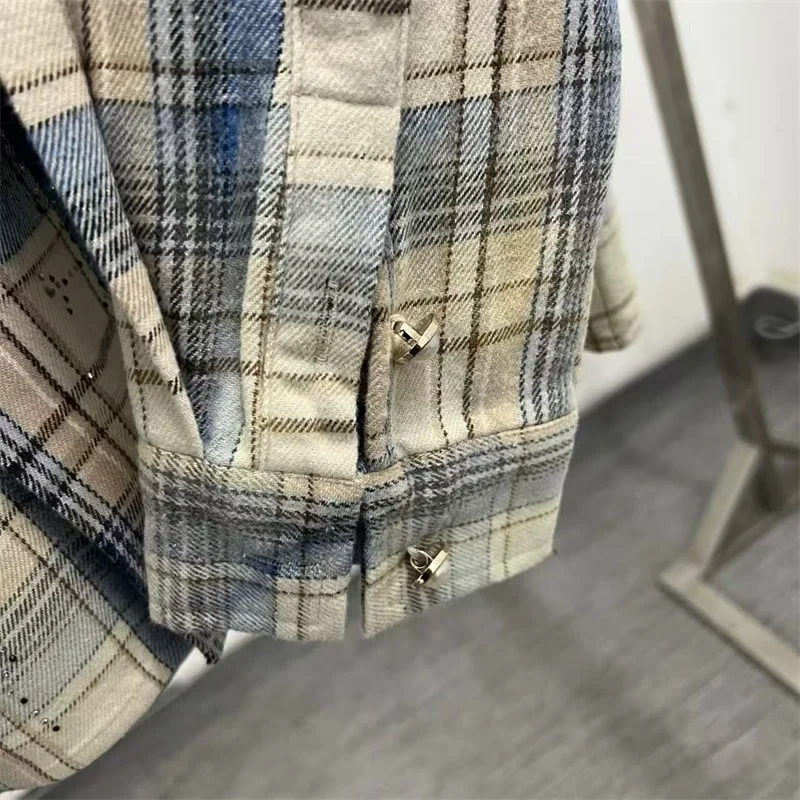 صور حقيقية VALLEY قمصان رجالي منقوشة مثقاب ساخن من القطن الخالص قمصان أمريكية عتيقة كبيرة الحجم يتم شحنها يوم واحد