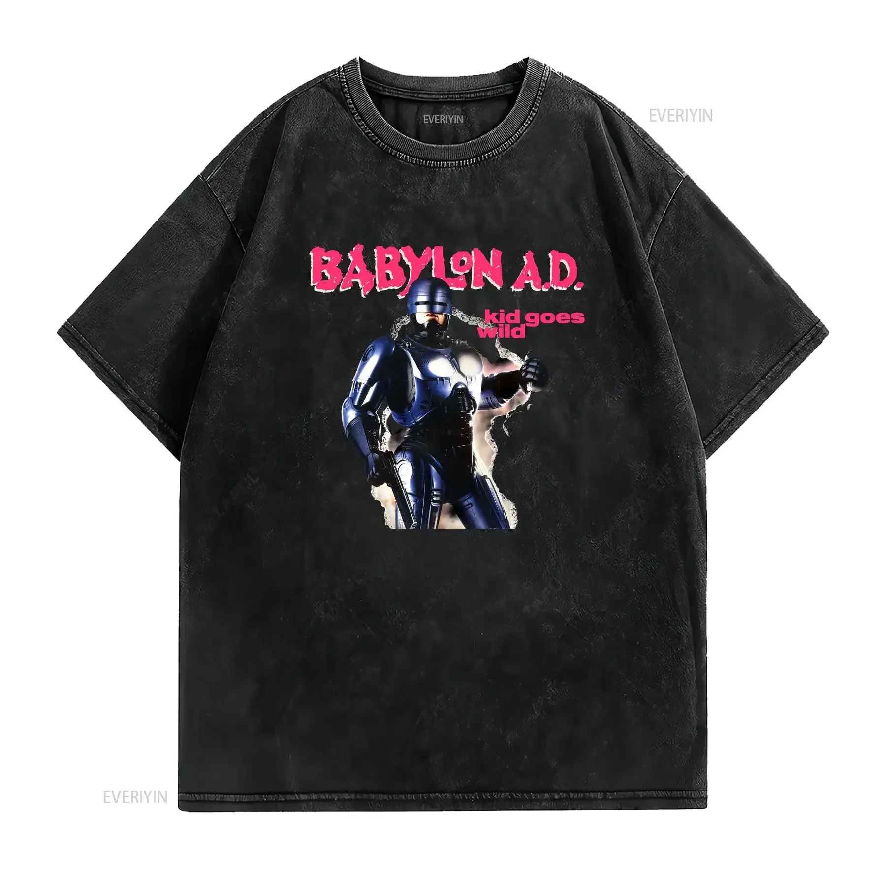 Babylon A D Band The kid goes wild  T Shirt Cotton  vintage Washed Casual fashion Top For Everyday Wear Comfortable homme Soft