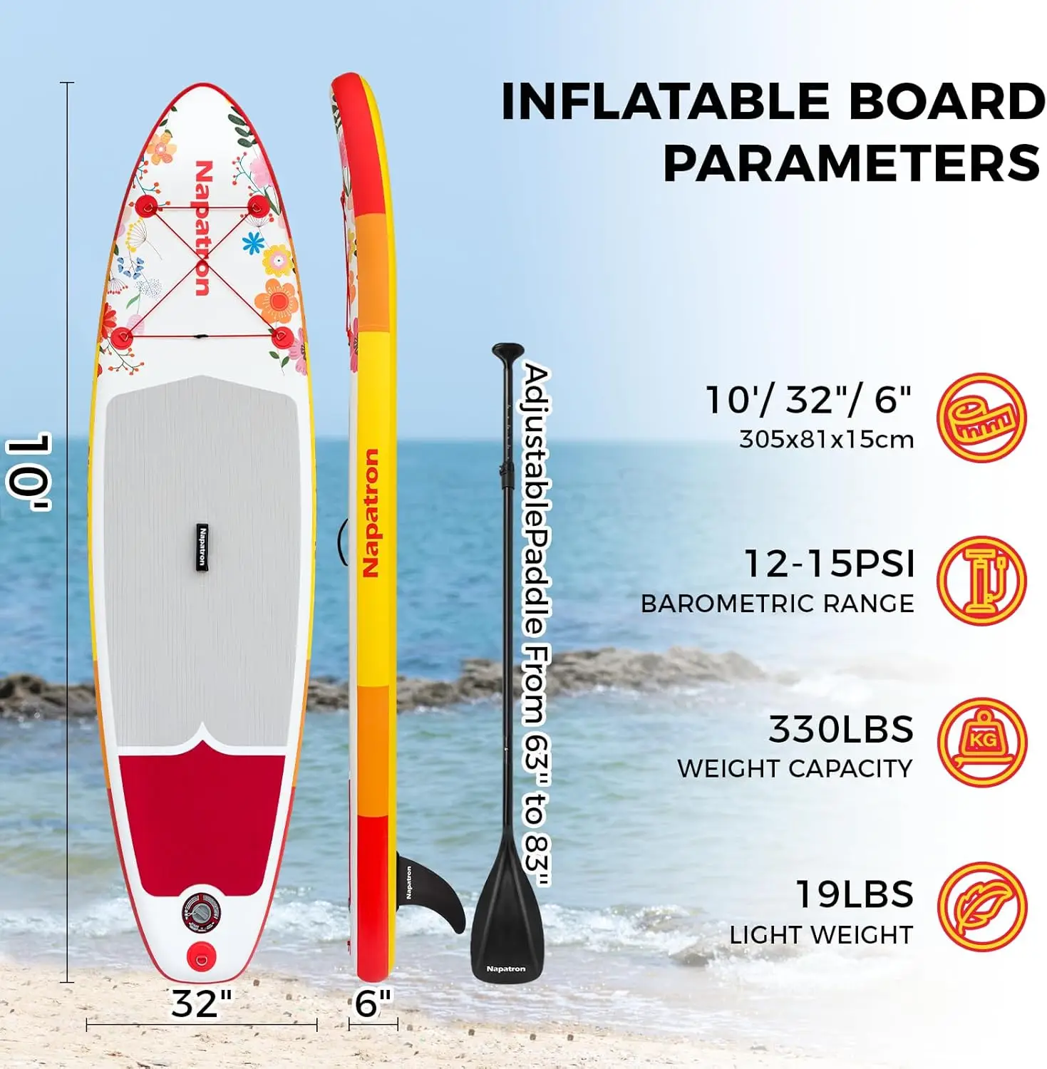 Paddle Board, 32'' Widened Design Paddle Board, Premium Paddleboard,sup Accessories, Sunscreen Cover, Fast Pump, Suitable Paddle