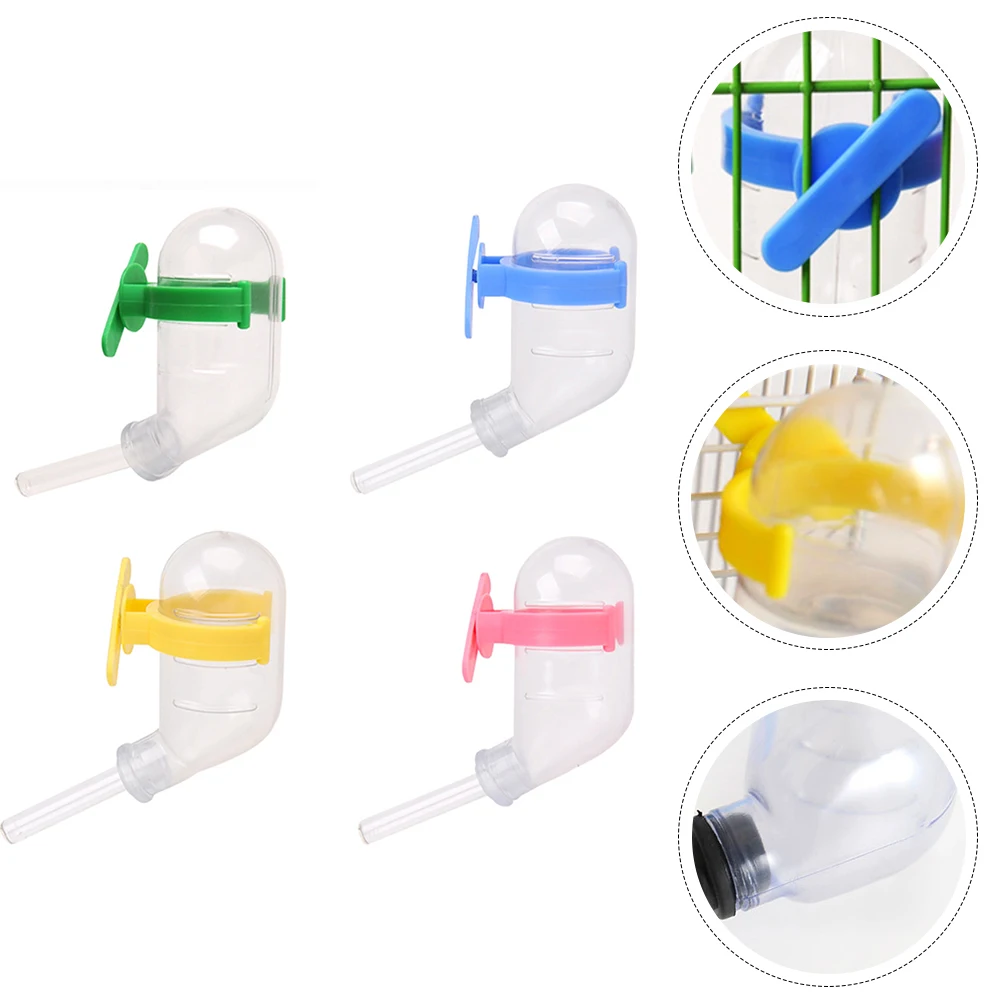 

4Pcs Hamster Fountain Water Bowls Rabbit Water Feeders Plastic Small Animals Durable Cage Pet Supplies Pet Supplies