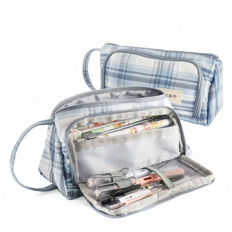Estuche de lápices de gran capacidad, suministros escolares Kawaii, bolsa de almacenamiento para estudiantes, caja de bolígrafos grande, papelería