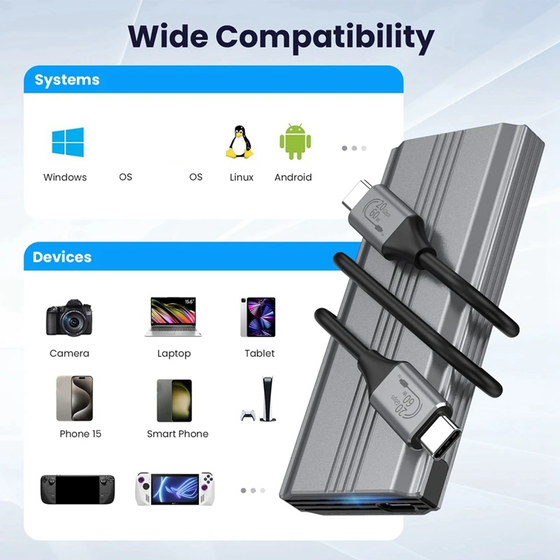 20GB Tool-Free Solid-State USB3.2 Hard Disk Box Dual-Protocol NVME/NGFF Mobile Hard Disk Box Type-C