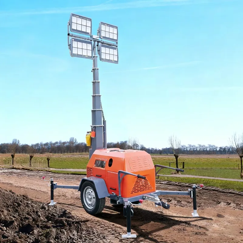 Elevating Light Tower Single-Axle Trailer Design Stable Support Anti-Shake Outdoor Mining Road Construction Light Tower Custom