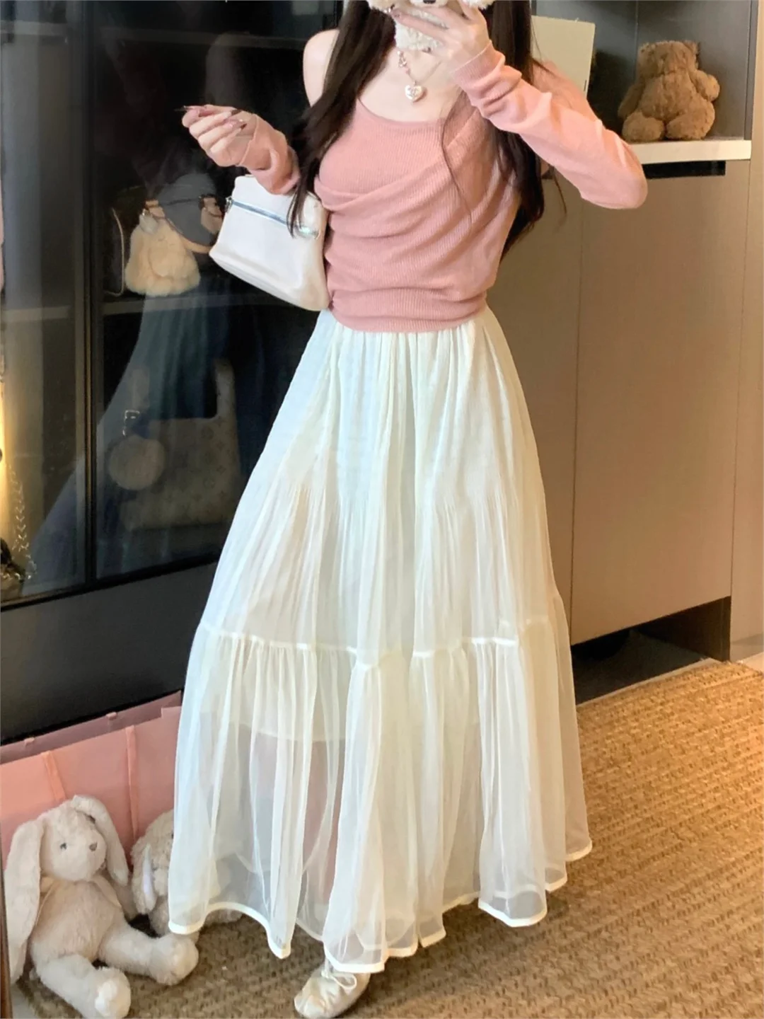 

Юбка Cherry Blossom Me f, женская юбка трапециевидной формы средней длины с уникальной талией, высокая весна 2026, повседневная одежда больших размеров