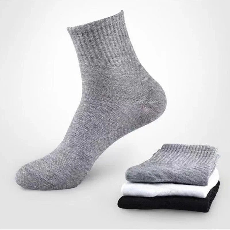 10 Pairs of High-Quality Classic Solid Black White and Gray Soft and Comfortable Plain Socks Suitable For Both Men and Women