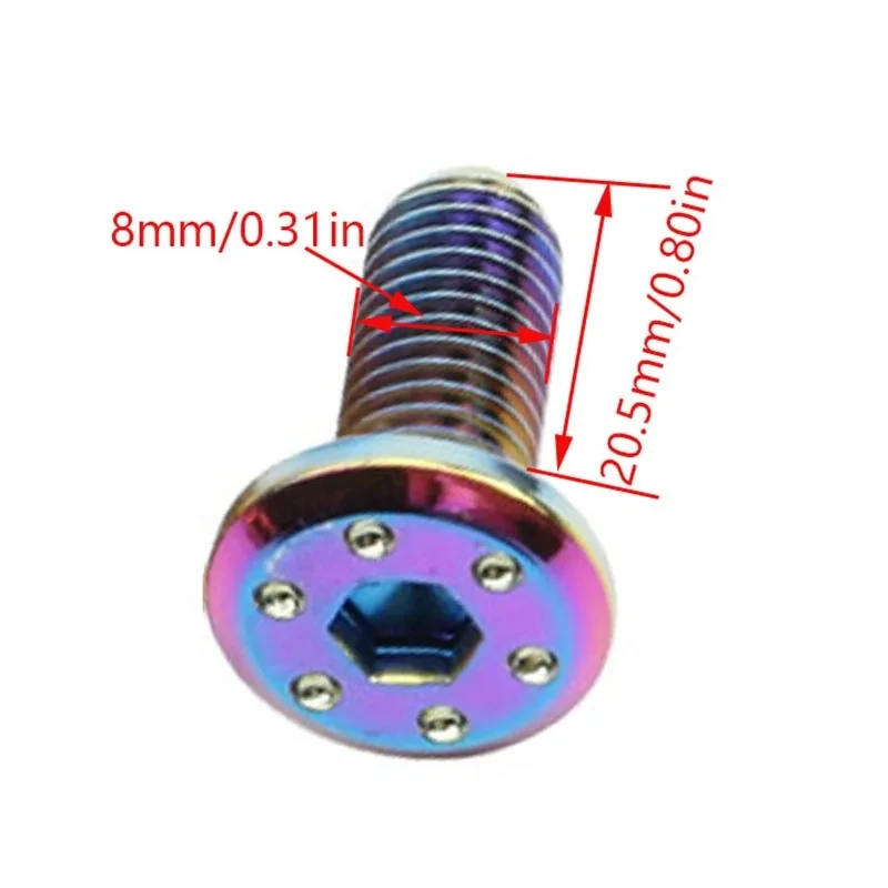 Motorcycle M8*20.5mm Rotor / Brake Disc Screws Bolts Plating Color For Honda Yamaha Kawasaki Suzuki Ornament Universal image 5