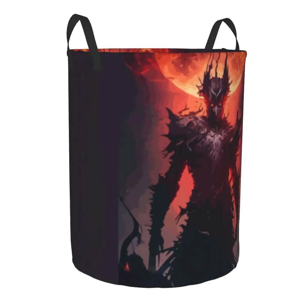 Knight Rising From The Forest With Full Moon Laundry Basket Folding Dirty Clothes Toys Storage Bucket Household