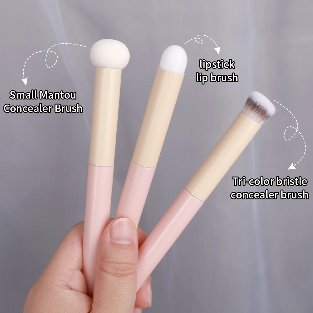 Ensemble de pinceaux synthétiques pour dissimuler le contour des yeux, pinceaux de maquillage, mélange, réglage, planche, cosmétique, angle, sous, correcteur, 3 pièces