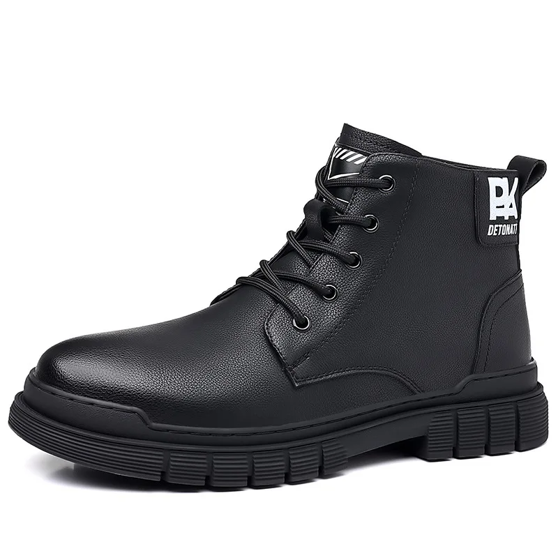 Botas de tornozelo masculinas britânicas outono inverno sola macia veludo sapatos de trabalho quentes para homens designer botas de couro antiderrapante masculino