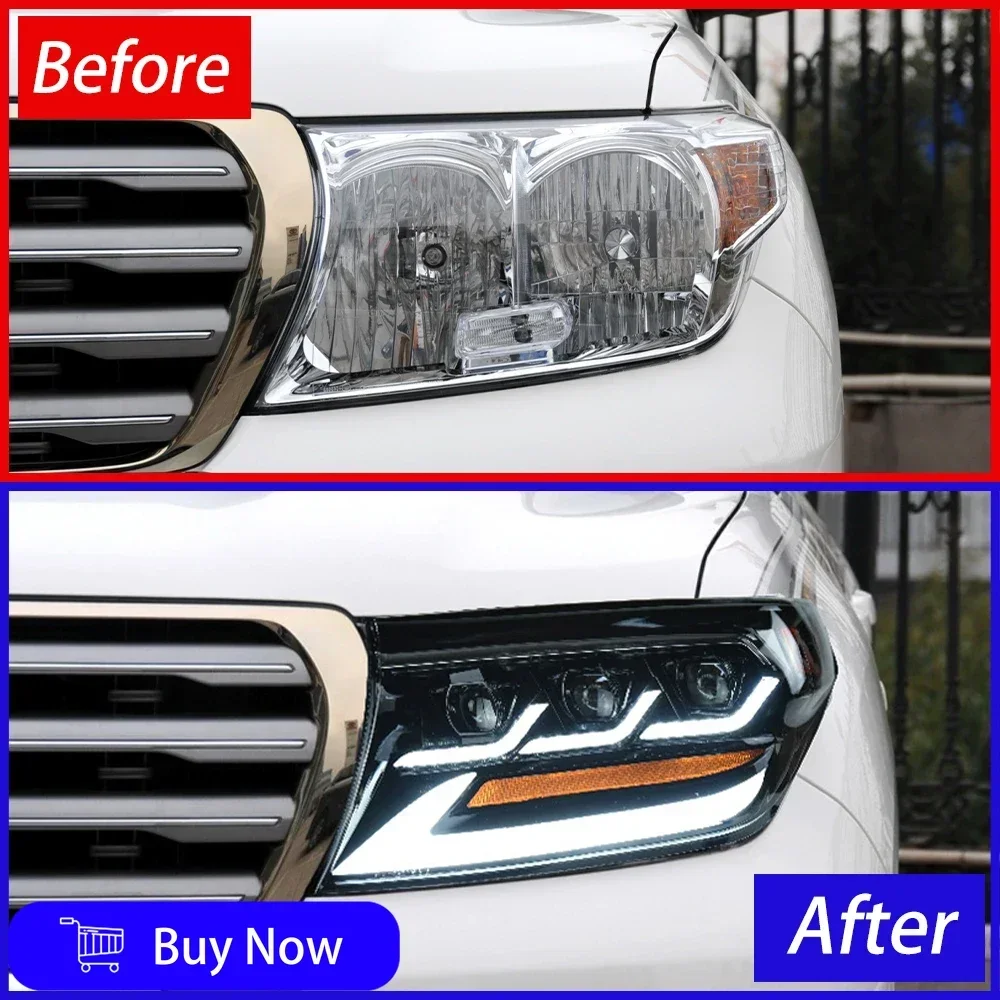 لتويوتا لاند كروزر 2008-2015 سيارة الجبهة مصابيح السيارات المصابيح الأمامية الجمعية ترقية جهاز عرض (بروجكتور) ليد 3 عدسة أداة الملحقات #3