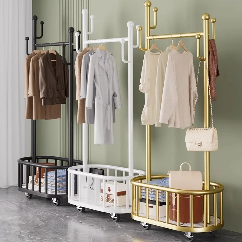 

Mobile household light luxury drying rack indoor clothes rack