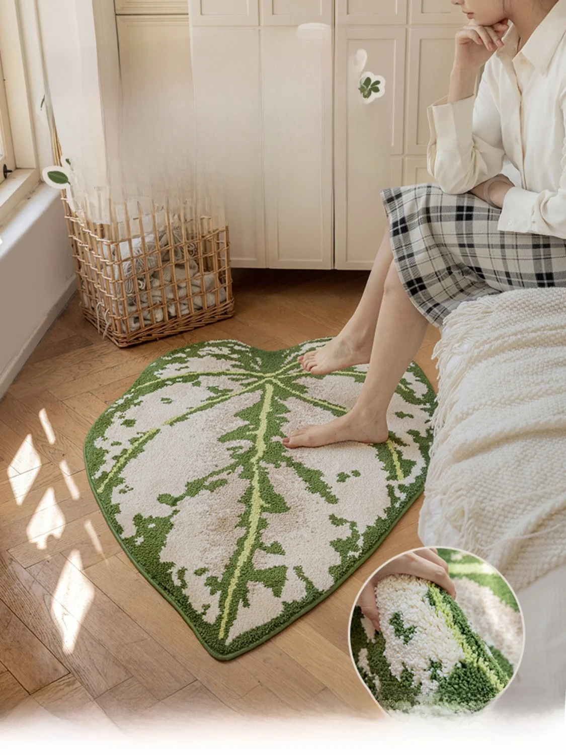 

Tropical een Plant Carpet Children's Room INS Sle Girl Bedroom Mat Zero Formaldehyde Anti-Slip hine Waable Home Decor