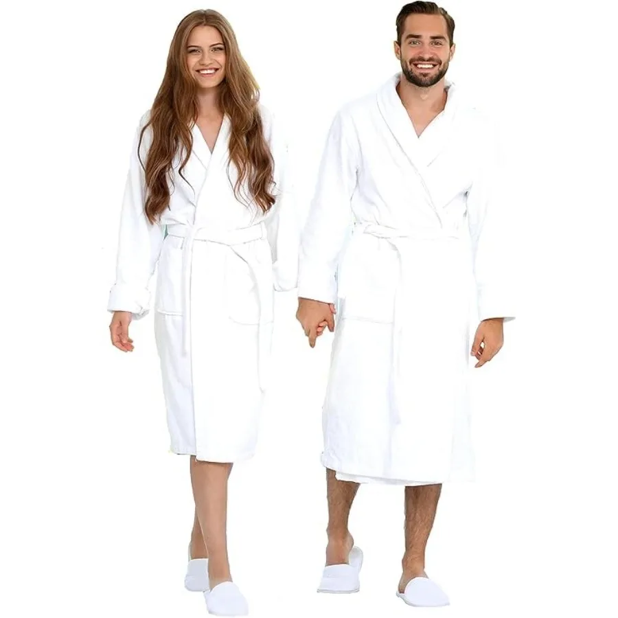 

BIOLINEN 00% Cotton Terry Shawl Collar Bathrobe with Slippers
