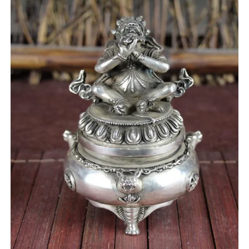 Copper Statue Copper gilding silver study home furnishings craft supplies Tibetan Buddha incense burner