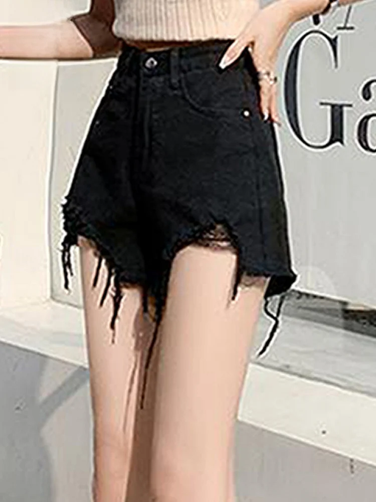 

Женские джинсовые брюки Jeanswest, лето 2025 года, утягивающие дизайнерские шорты с дырками, широкие повседневные прямые джинсы, синие