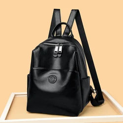 2025 Female Leather Backpacks High Quality Ladies Bagpacks Luxury Designer Large Capacity Casual Daypack Mochilas Sac A Dos