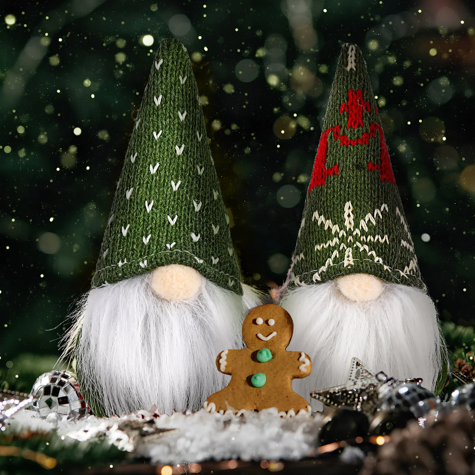 

6 Pcs Christmas Gnome Ornaments Stuffed Decorations for Home Holiday Mantel Shelf Tree Xmas Party Non Woven Fabric