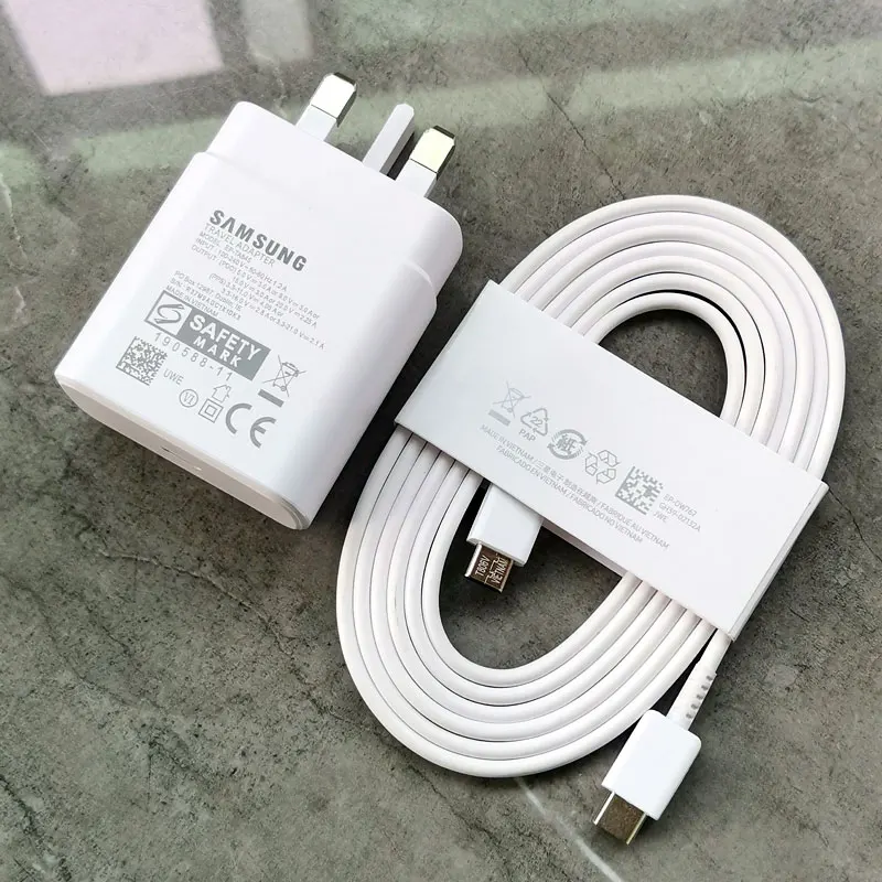 Samsung 45w UK Plug Super Fast Charger Power Adapter 1.8M Type C Cable For Galaxy S24 S20 S21 S22 S23 Ultra Z Flip Fold 6 5 4 3