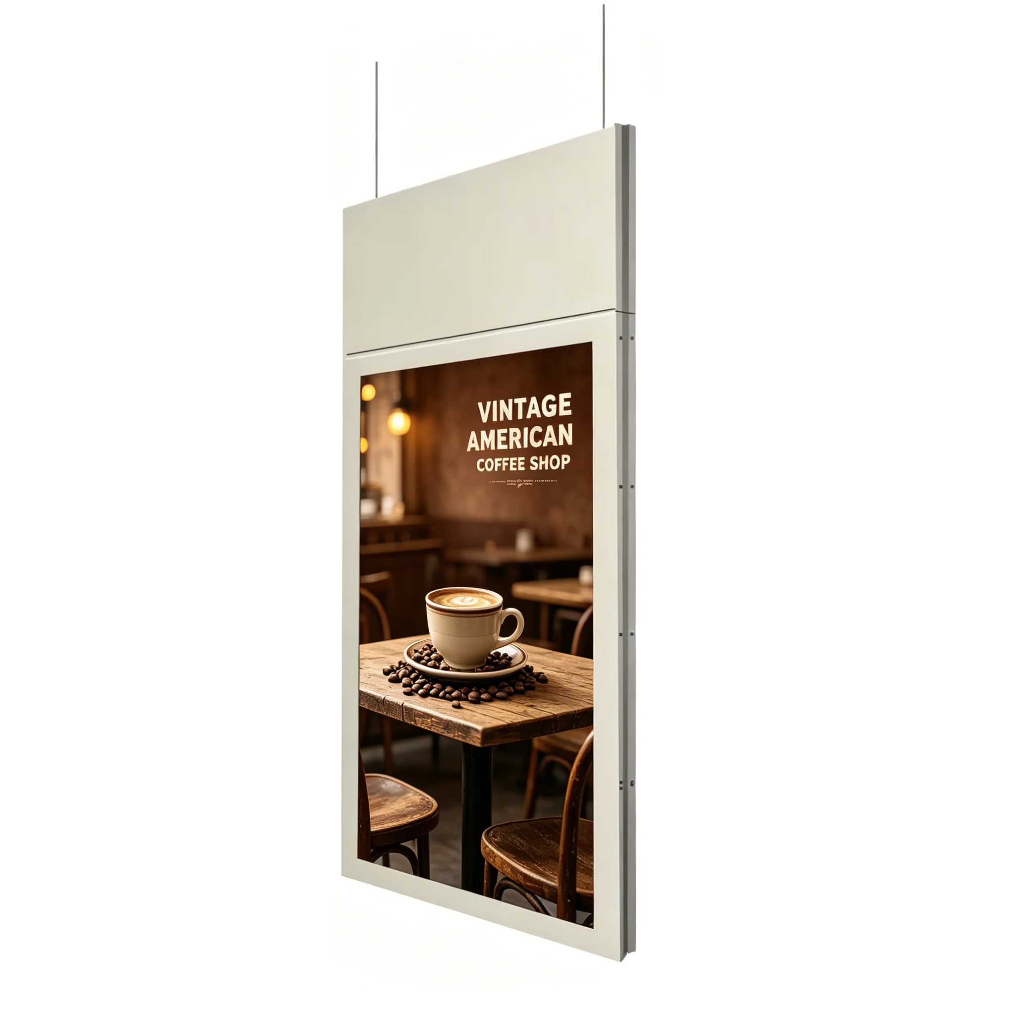 Custom Advertising Sign Indoor Led 49 Inch Sheet Metal Double-Sided Vertical Ceiling-Mounted Non-Touch Digital Screens