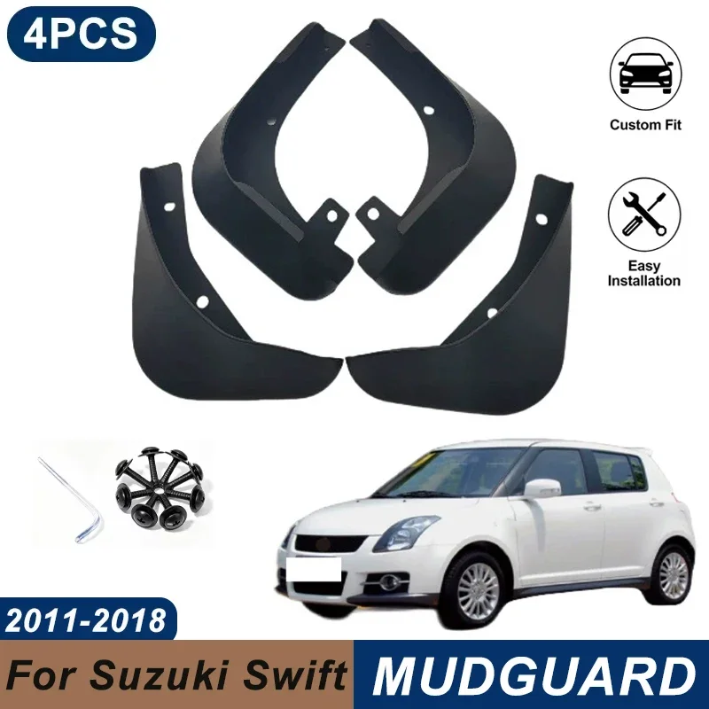 4PCS Car Mud Flaps For Suzuki Swift 2011-2018 Waterproof Anti-Splash Fender Mudguards Auto Exterior Accessories