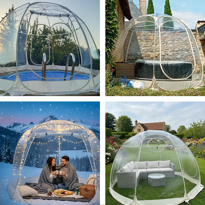 4 Person Clear Bubble Tent Pop Up Transparent PVC Shelter for Backyard Patio Camping Picnic Outdoor Party Easy Setup