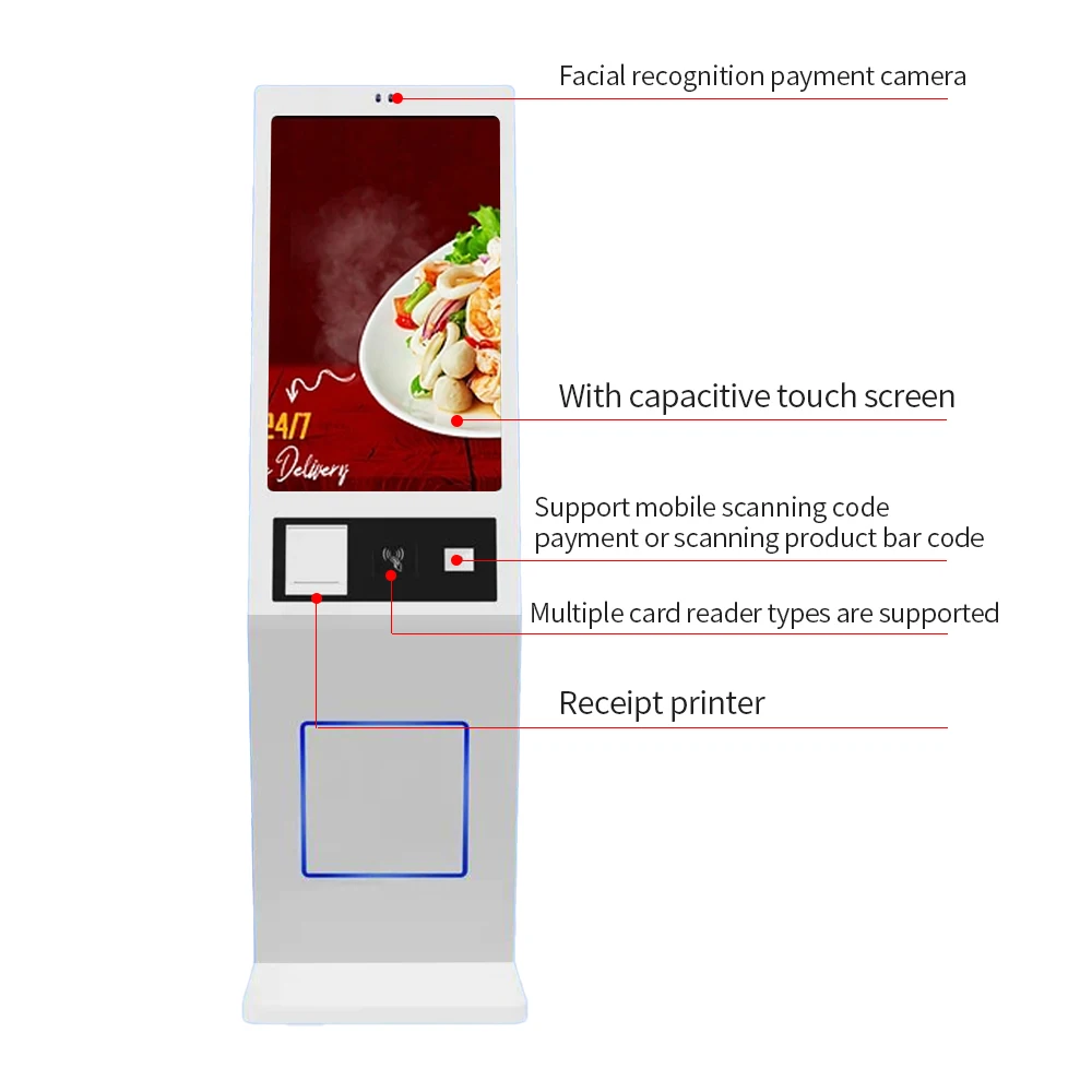 Supermarket & Hotel Self-Service Terminal Payment Kiosk Vertical Touch Screen Ordering Machine With SDK Function