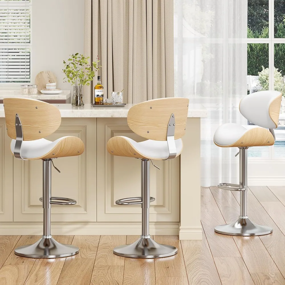 Barhocker, Küchentheke, Barhocker, Insel-Barhocker mit Rückenlehne, 3er-Set, Schneewittchen