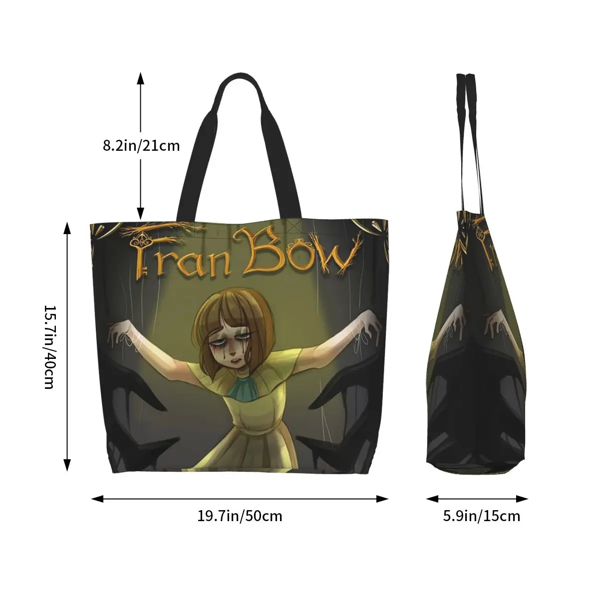 Fran Swedish Horror Adventure Game Bow Shopping Tote Bag Canvas Large Capacity Shoulder Bags Shopper Grocery Handbag for Women