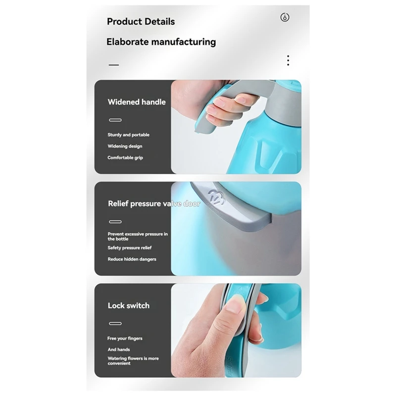 Abno-庭用空気圧噴霧器、大容量、ハンドヘルド、庭、水、花、消毒、家庭用掃除、2000ml