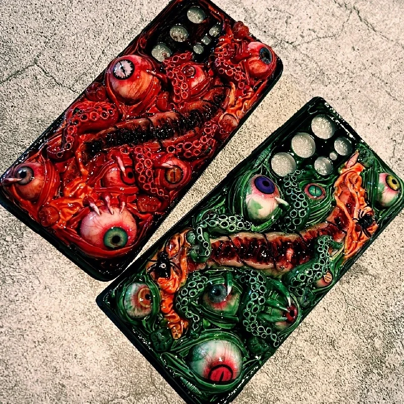 

4161 Original 3D Handmade Mobile Phone Case Bloody Cthulhu Eyes Horror Tentacle Wound Gothic Style Mobile Phone Case Custom Gift