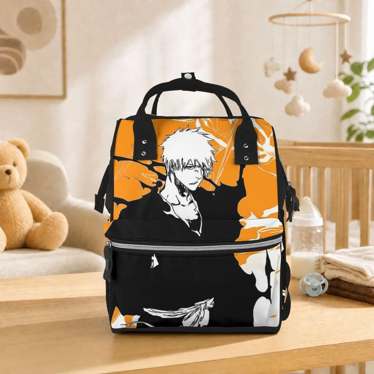Orange Ichigo Kurosaki Anime Bleach Student Backpack School Bag Hiking Travel Daypack for Men Women Bookbag Shoulder Bags