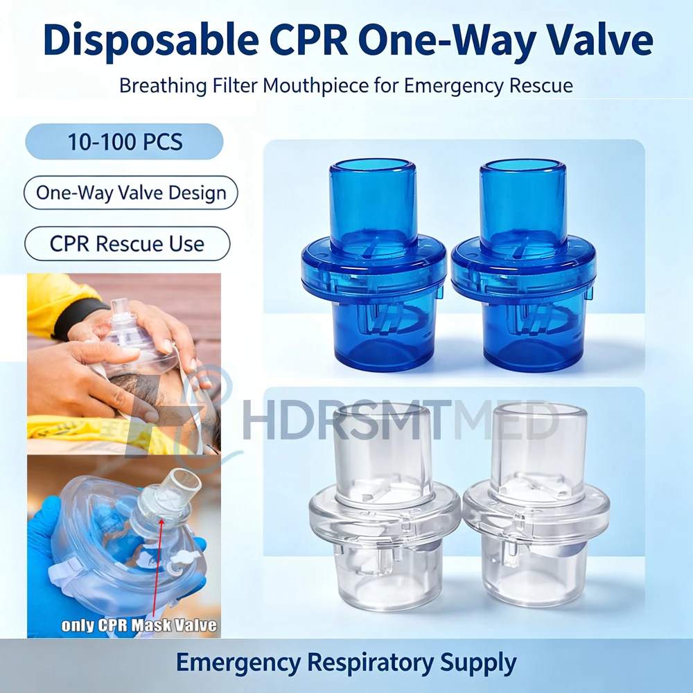 10-100PCS CPR Pocket Mask with One-way Valve Emergency First Aid Resuscitator Oxygen Inlet Plug Breathing Mask for CPR
