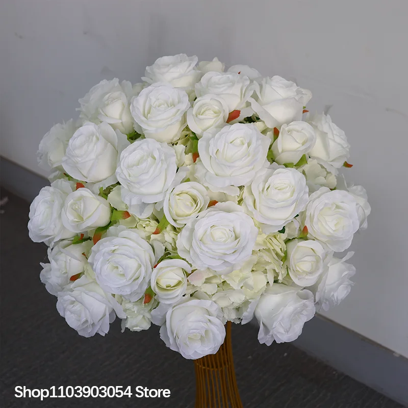 Künstliche Blumen, dichte Nebelgras-Serie, luxuriöse weiße Rosen, Hochzeitsdekoration, Blumenkugeln, großartige Party, Tischdekoration für Zuhause, Requisiten – Detail 3
