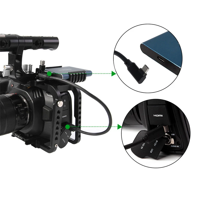 LanParte USB 3.2 نوع C كابل ل BMPCC 4K 6K Z كام ل SSD سامسونج T5 ل Angelbird ل Wise