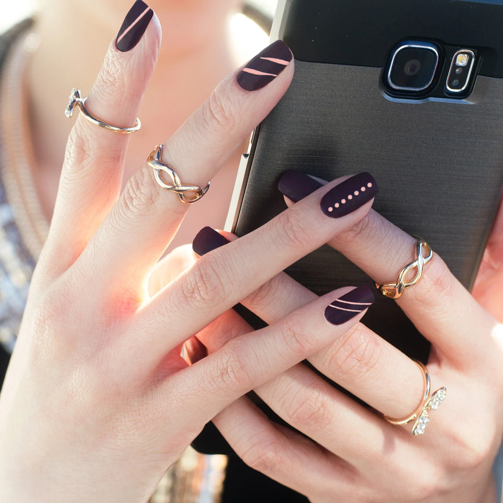 

6pcs Line Art Nail Stickers Decals Women Girls Metal Stripe Design For Gel Acrylic Natural False Nails Diy Manicure Tips