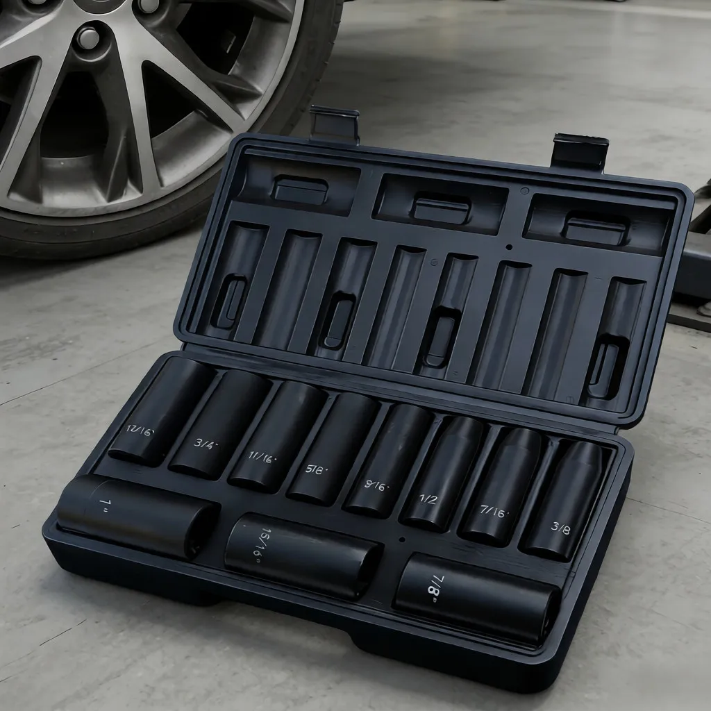 

11 PIeces 1/2 Inch Drive Deep 12-Point Impact Socket Set Thick-Wall CrV Steel Pneumatic Socket Hand Tool Kit
