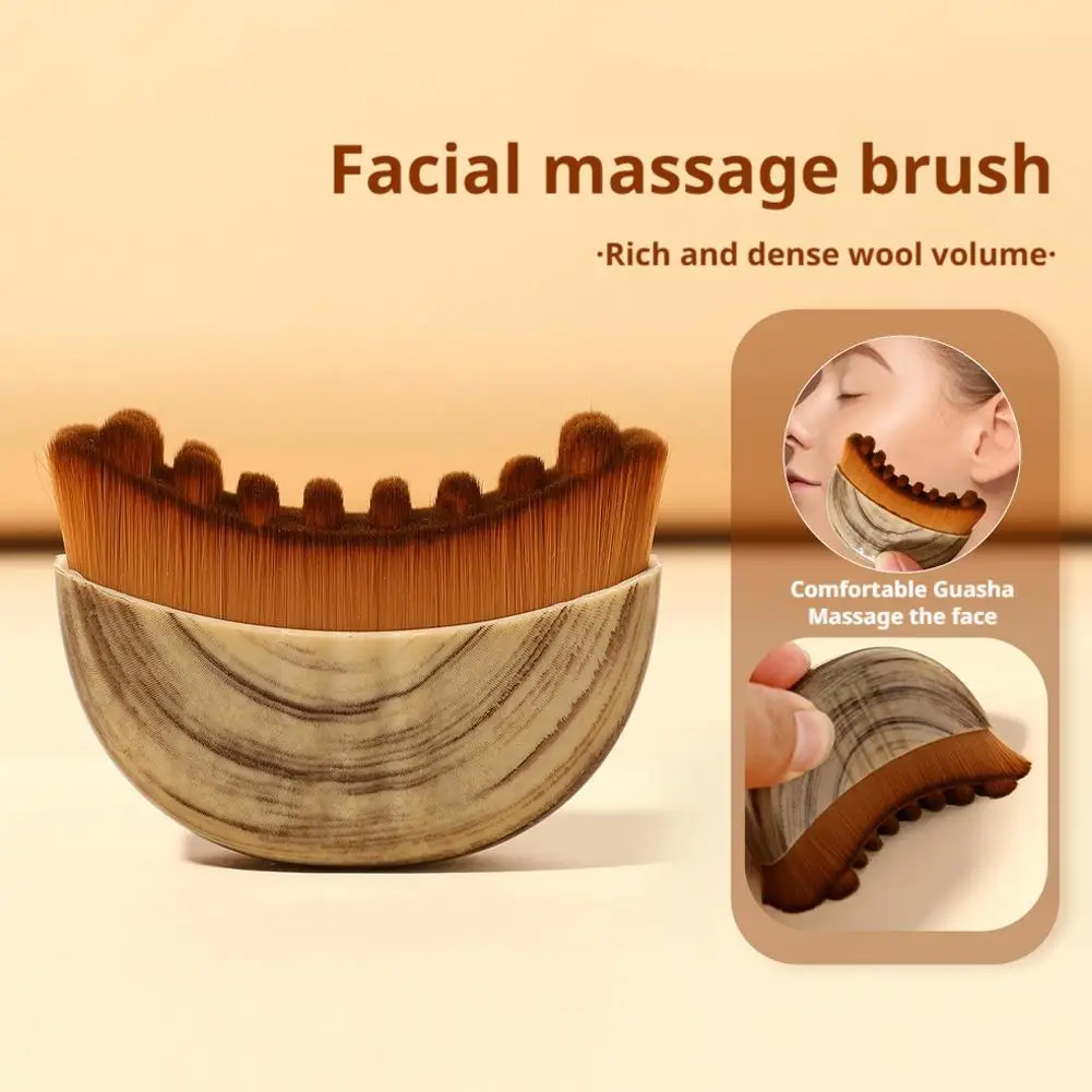 Brosse de maquillage et de massage lymphatique 2 en 1 pour le visage – Outil de raffermissement détox à poils souples pour soulager les poches