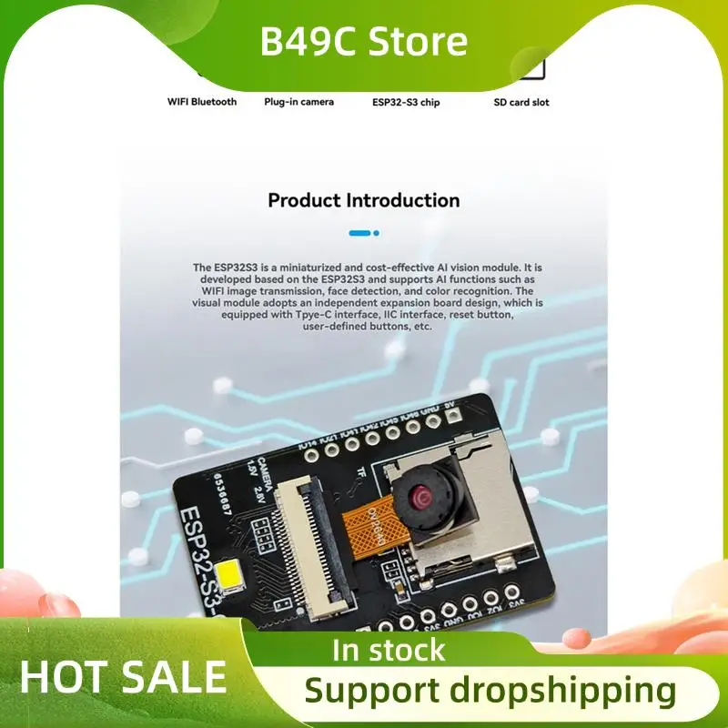

B49C ESP32-S3-CAM ESP32-Wifi Bluetooth Development Board With 2MP OV2640 Camera Module