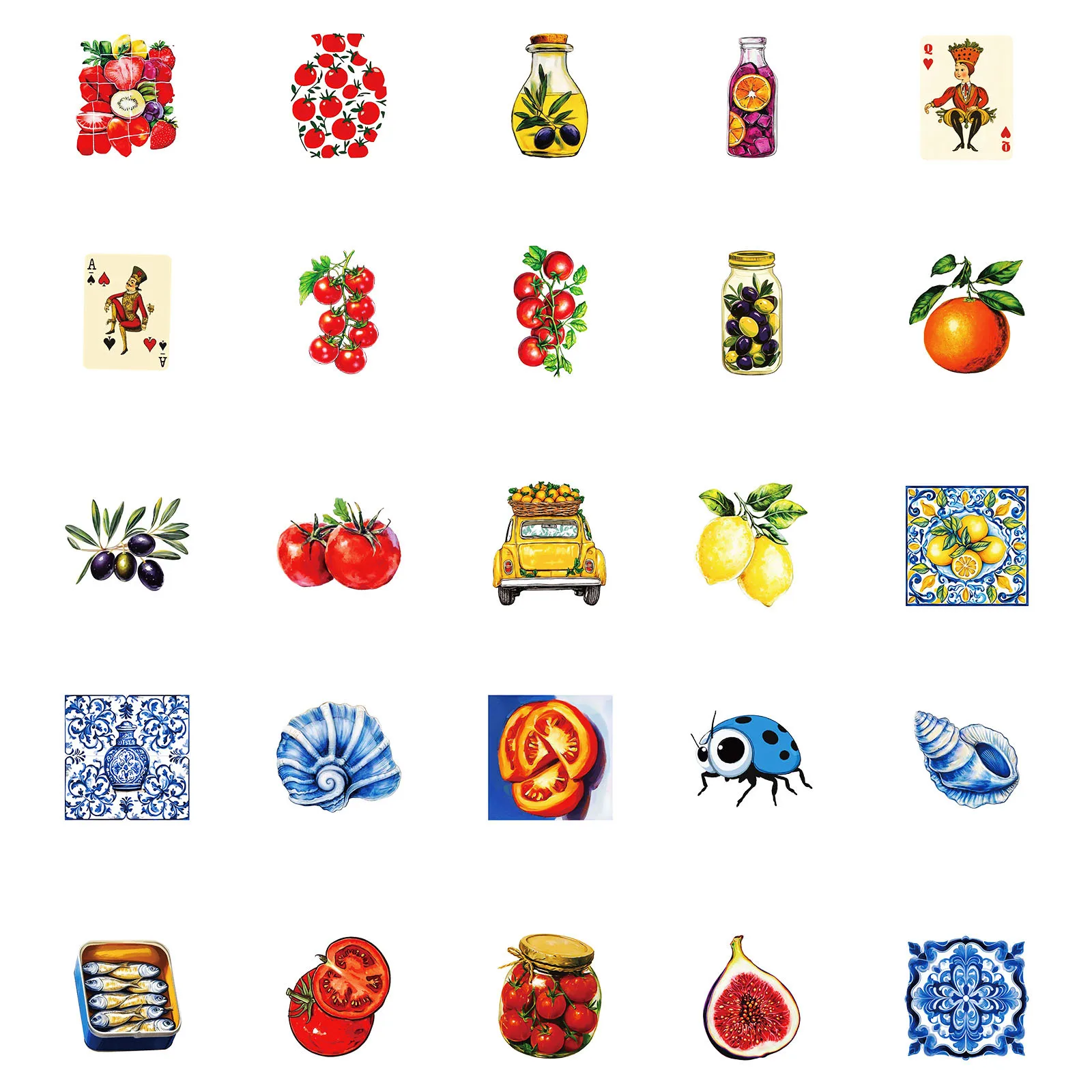 

50PCS Retro Mediterranean Ins Style Stickers Graffiti DIY Suitcase Refrigerator Shoe Rack Water Cup Fun Creative Decal Toys