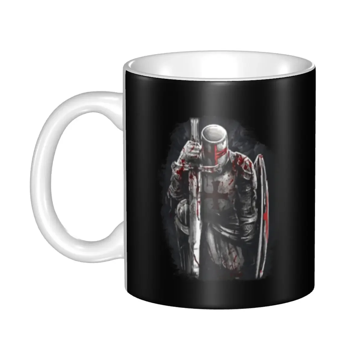 Brave Rosary Crusader Warrior Mug Personalized Medieval Shield Cross Knights Templar Coffee Ceramic Mug Creative Present