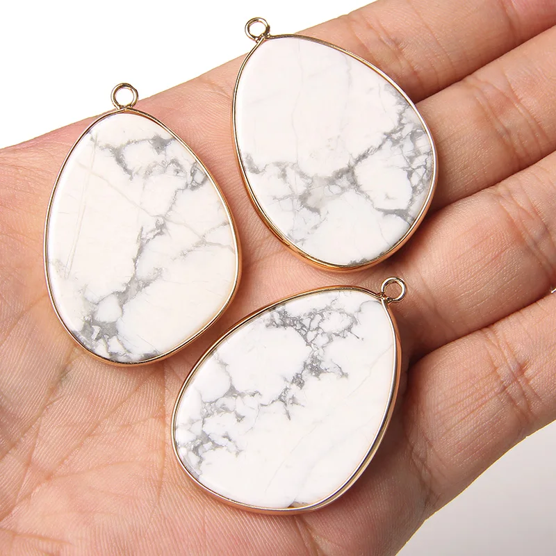 Irregular Water Drop Pendant Natural Stone Rose Quartzs Labradorite White Howlite Charms For Jewelry Making Bracelet Accessories