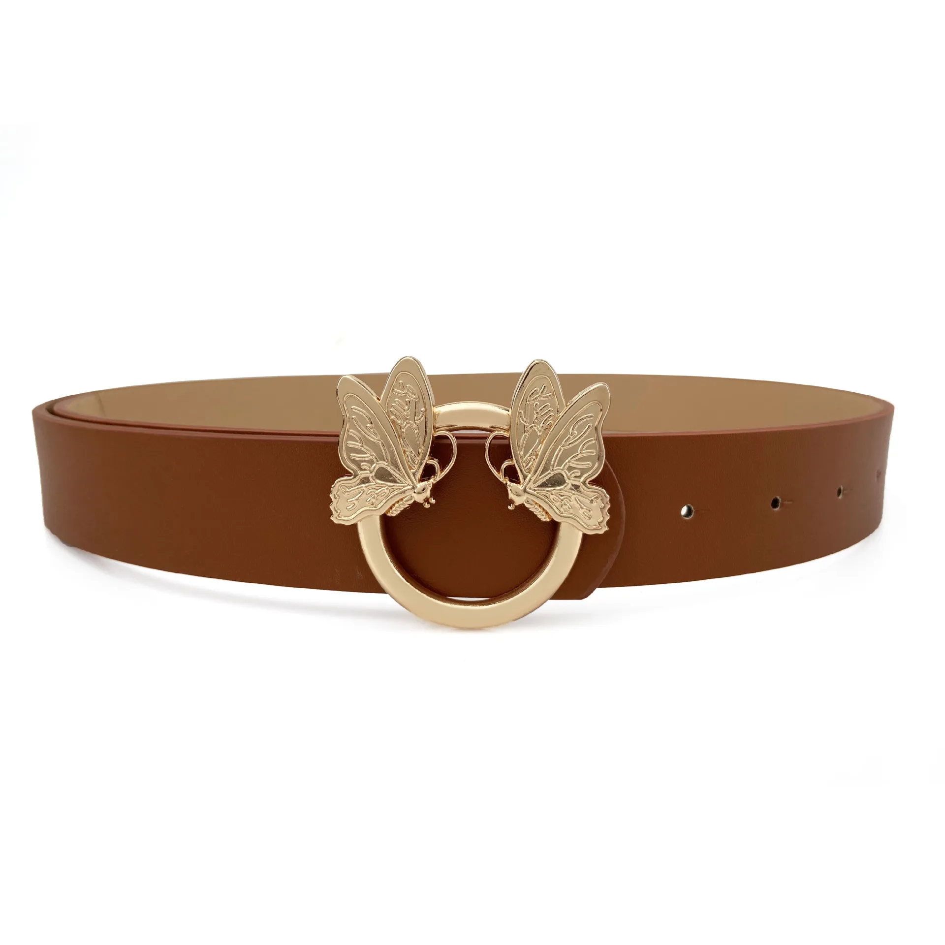 Double Leather Women Belt Fashion Waist Belt PU Leather Metal Buckle For Ladies Leisure Dress Jeans High Quality Wild Waistband