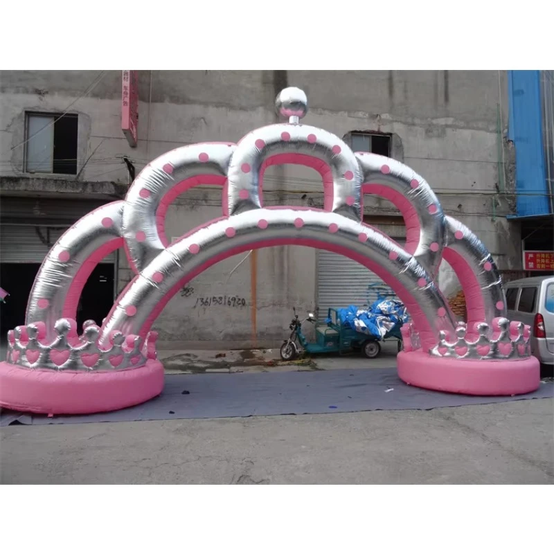 Pink Inflatable Crown Arch for Wedding Event Entrance Decoration