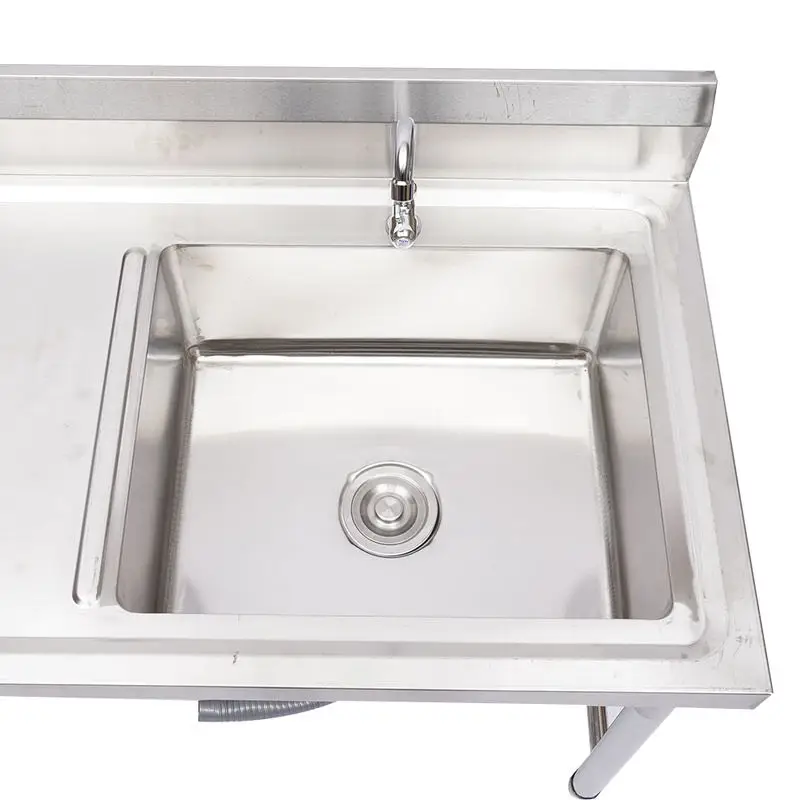 2 Compartimento Aço Inoxidável Comercial Kitchen Sink Restaurant Utility Sink Dish Lavagem Desinfecção Piscina com Standing Rack
