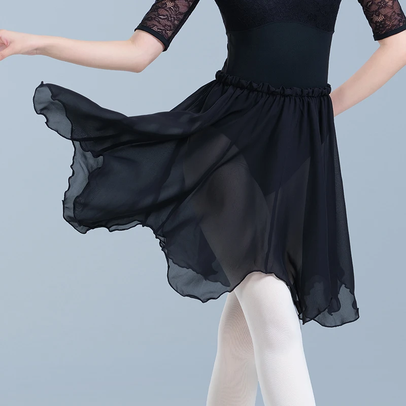 Ballet Dance Skirt for Women Adults Teen Lyrical White Black Petal-shaped Chiffon Skirt Ballerina Dance Practice Skirts